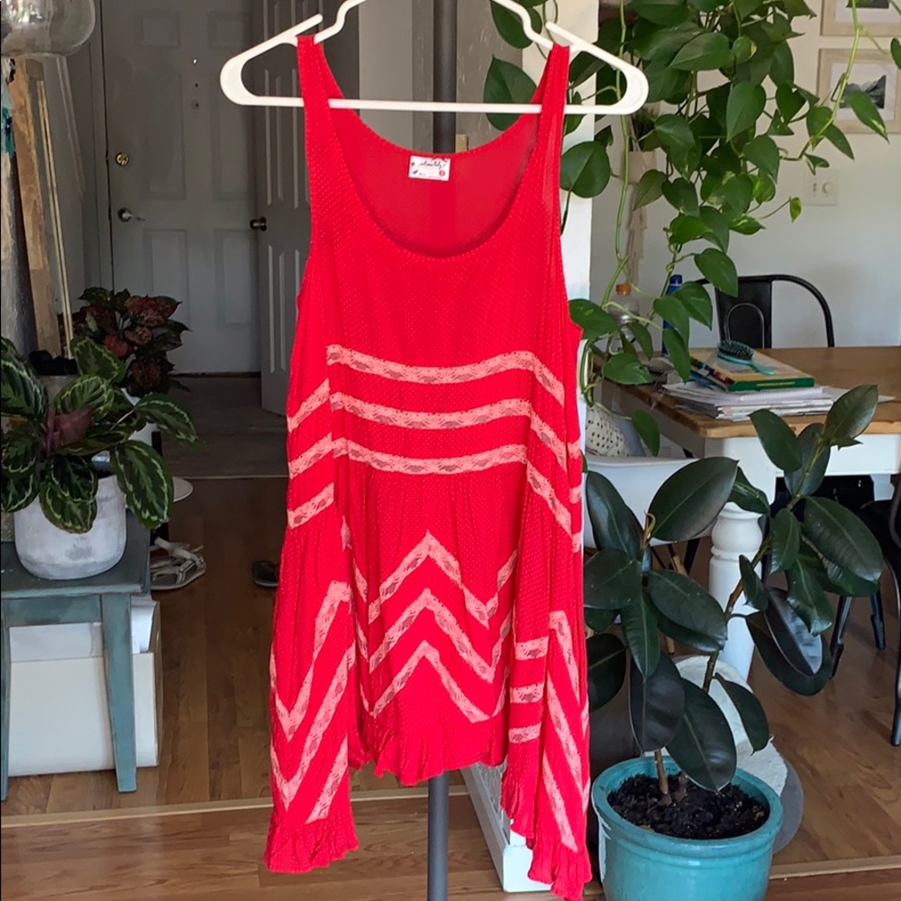 Free People Red and White Mini Dress